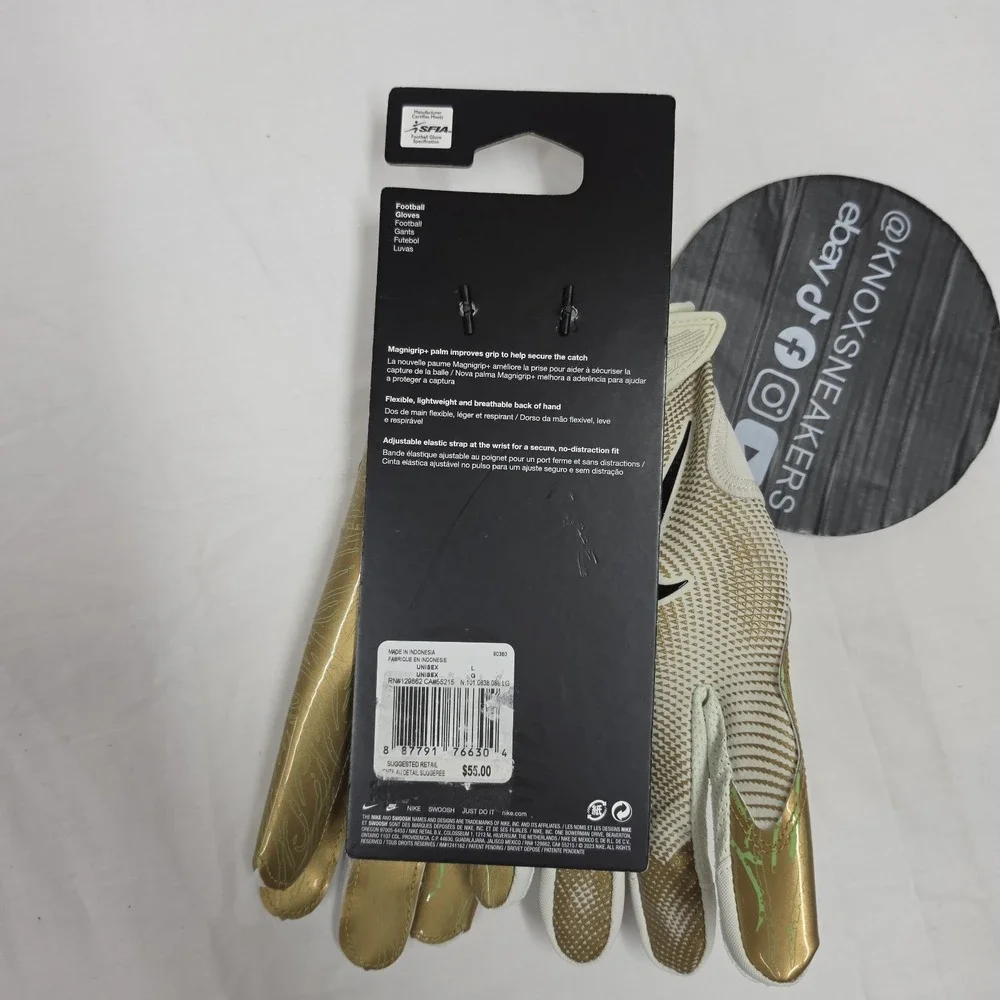 Nike Vapor Jet 8.0 Football Gloves Sea Glass Metallic Gold Black Men's Size L
